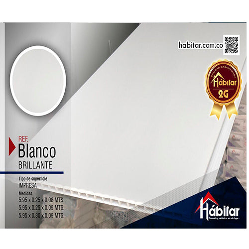 CIELO RASO PVC BLANCO BRILLANTE 5.95 x 0.30